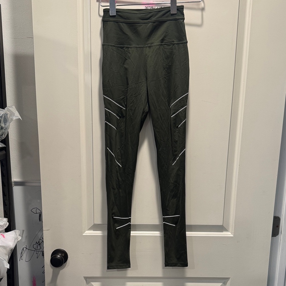 Guess Dalia Dark Green Leggings with White Details – XS, New with Tags